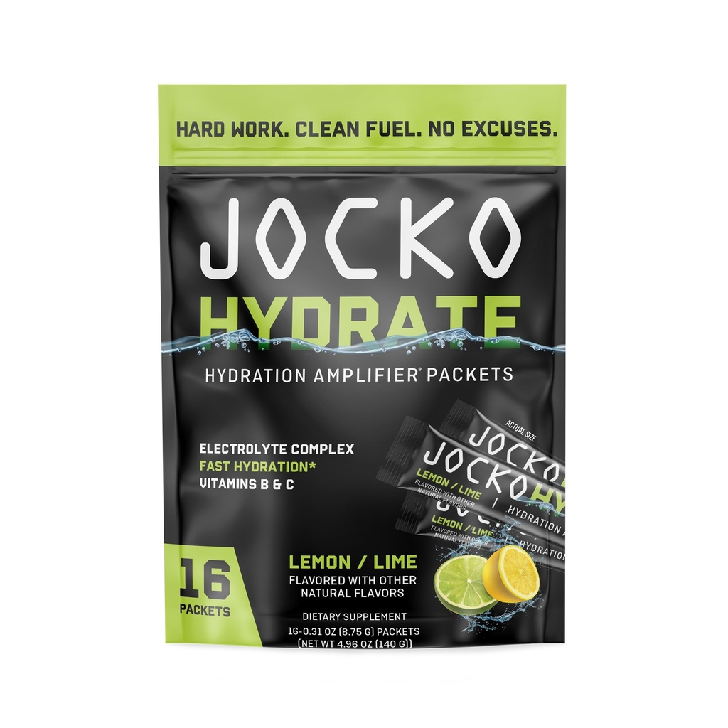 Jocko Palivové balíčky s nízkym obsahom cukru - hydratačné zosilňovače balíčky pre obnovu, dehydratáciu, & Cvičenie - s vitamínmi B6, B12 & C (16 balíčkov) citrónová vápno