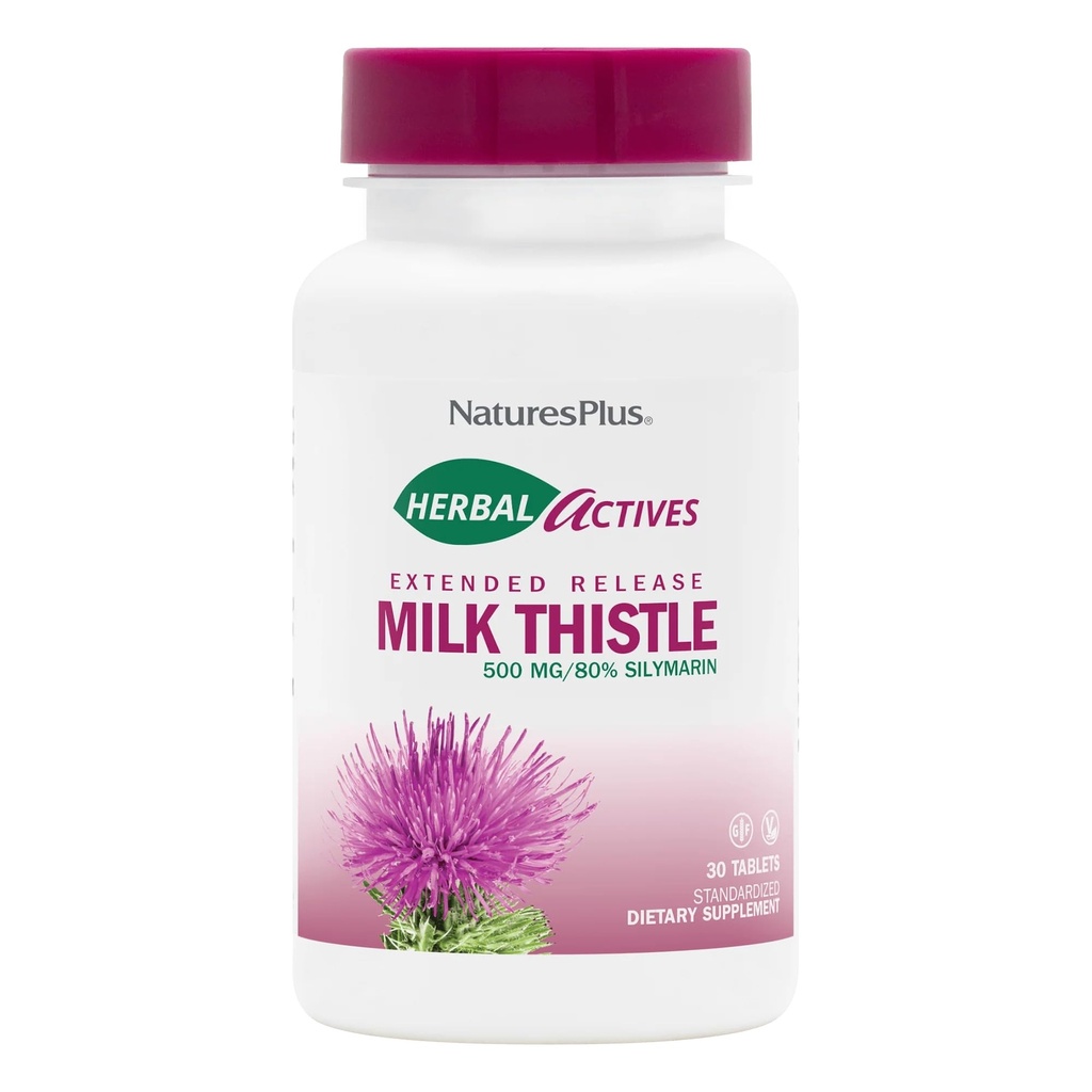 Príroda Plus bylinné aktívne mlieko bodkočiarka, rozšírené vydanie - 500 mg, 80% Silymarin, 30 Vegetariánskych tabliet - bez lepku - 30 porcií