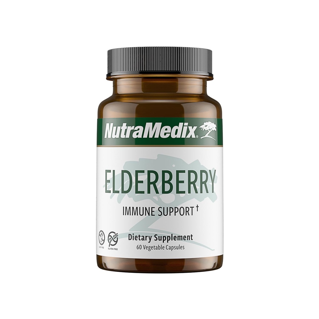 NutraMedix Elderberry Antioxidants Supplement Kapsule - bazový extrakt na podporu zdravej zápalovej reakcie, každodennej imunitnej podpory a zdravie čriev (60 kapsúl)