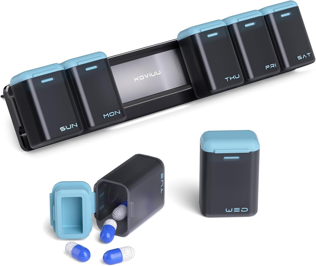 Týždenné pilulky Organizátor Magnetický, Odnímateľný pilulky Box 7 deň 1 Čas denne, Veľké pilulky Prípad Cestovanie, Týždenný raz denne medikácie Dispenzer, Zdravotnícky držiak pre doplnok Vitamín, Modrá
