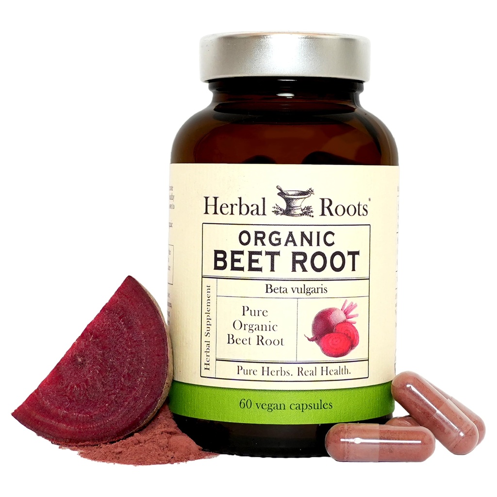 Bylinné korene Organické Beet Root Powder Kapsule - 1500mg per Serving - Certified USDA Organic - Non-GMO - 60 Gróf Vegan Kapsule