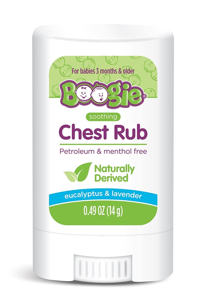 Boogie Chest Rub Stick pre upokojujúce Relief, bez ropy, USDA Organic, prirodzene odvodené, upokojujúce Eucalyptus a levandule, 0.49 oz (Pack of 1)