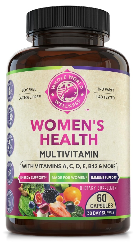 Ženy Daily Multivitamín Multimineral Supplement for Energy, Mood, Focus, vlasy, koža a nechty. Vyrobené pre ženy s 30 + Výživné, ovocie a energia zmes. Ženy Vitamíny 60 Kapsuly. Vyrobené v USA.