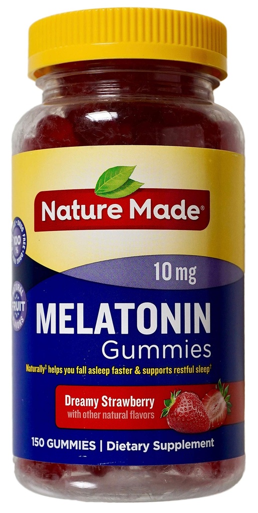 Nature Made Melatonin 10mg Dreamy Strawberry Natural flavors, 150 Gummies
