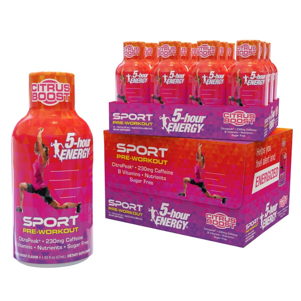 5-hodinová energia Extra sila Šport Shots s Citrapeak, Citrus Boost Flavor, Pre-Workout 24 Počet (1,93 fl oz)