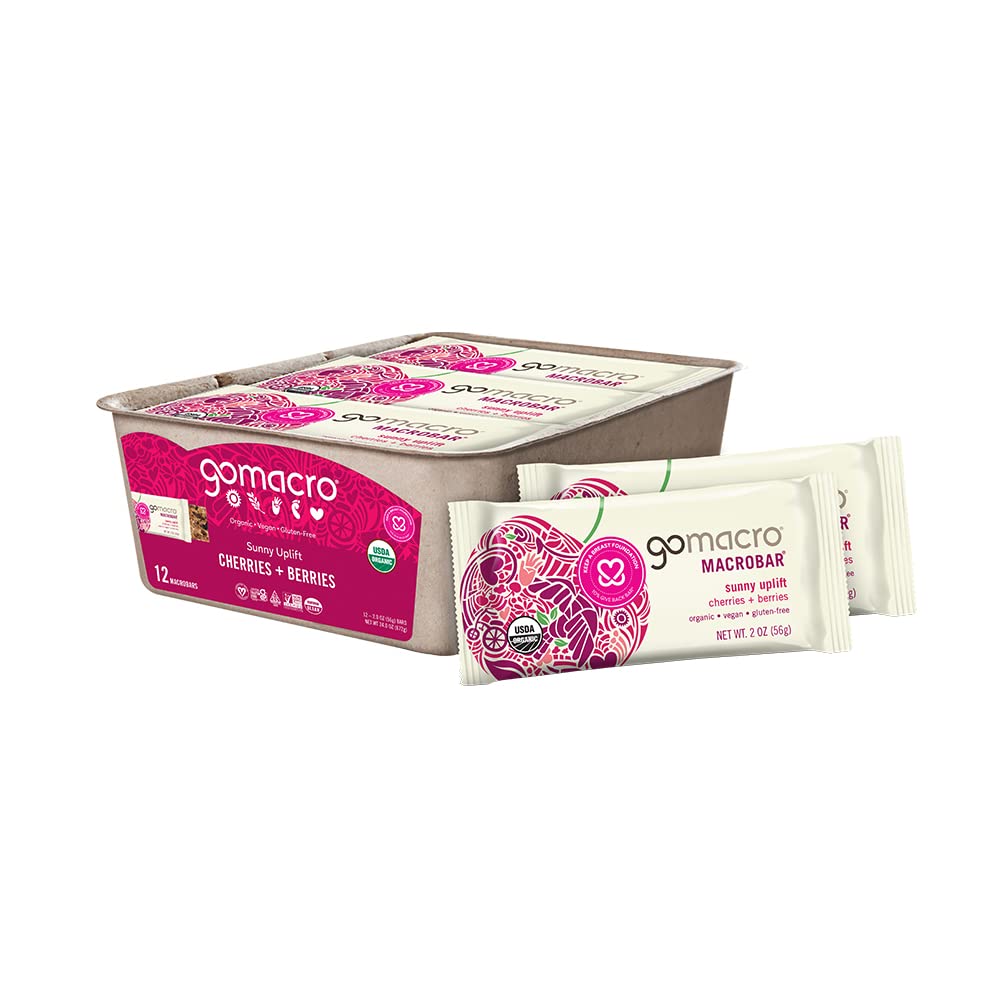 GoMacro Makrobar Organic Vegan Snack Bars - Čerešne + Berries (2.0 Ounce Bars, 12 Gróf)