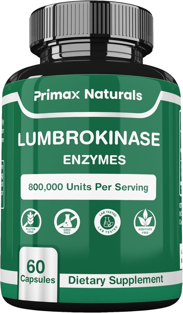 Lumbrokináza Supplement - Lumbrokináza 40 mg na serving (Max Activity - 800 000 jednotiek) Lumbrokináza Enzymes suplement (Similar to Nattokináza) Non GMO, Soy Free, Gluten Free (60 kapsúl)