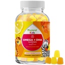 Deti Omega a DHA Gummy - Mastné kyseliny Omega 3 6 9 s vitamínom C pre zrak - Výživná DHA pre deti pre zdravý nervový systém a podporu zaostrovania - Ryby bez - 60 Počet