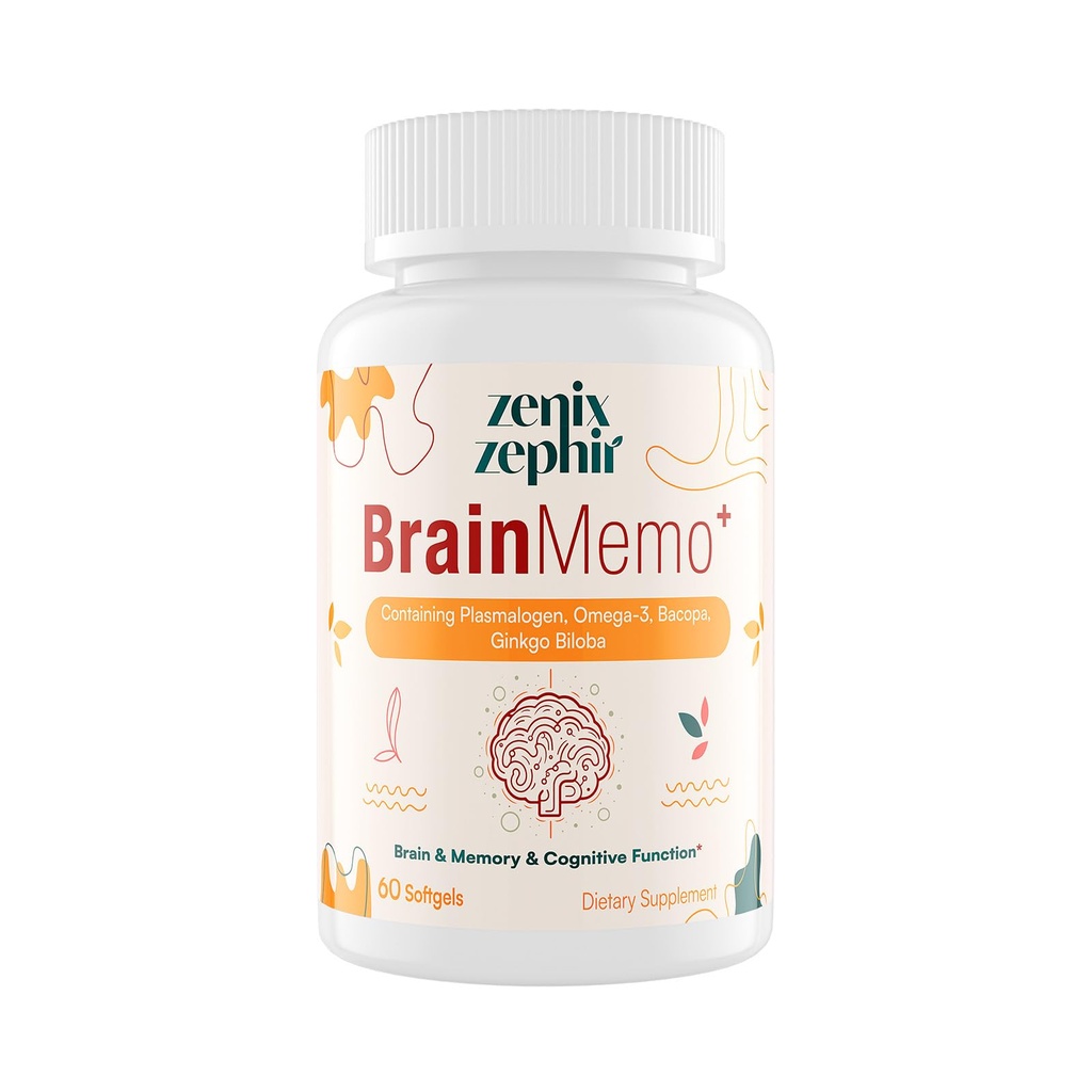 Memory Focus Supplement - Podpora mozgu s Omega-3, Bacopa a Plasmalogens pre zvýšenú kognitívnu funkciu - Koncentrácia a pamäť - non-GMO, 60 Softgels