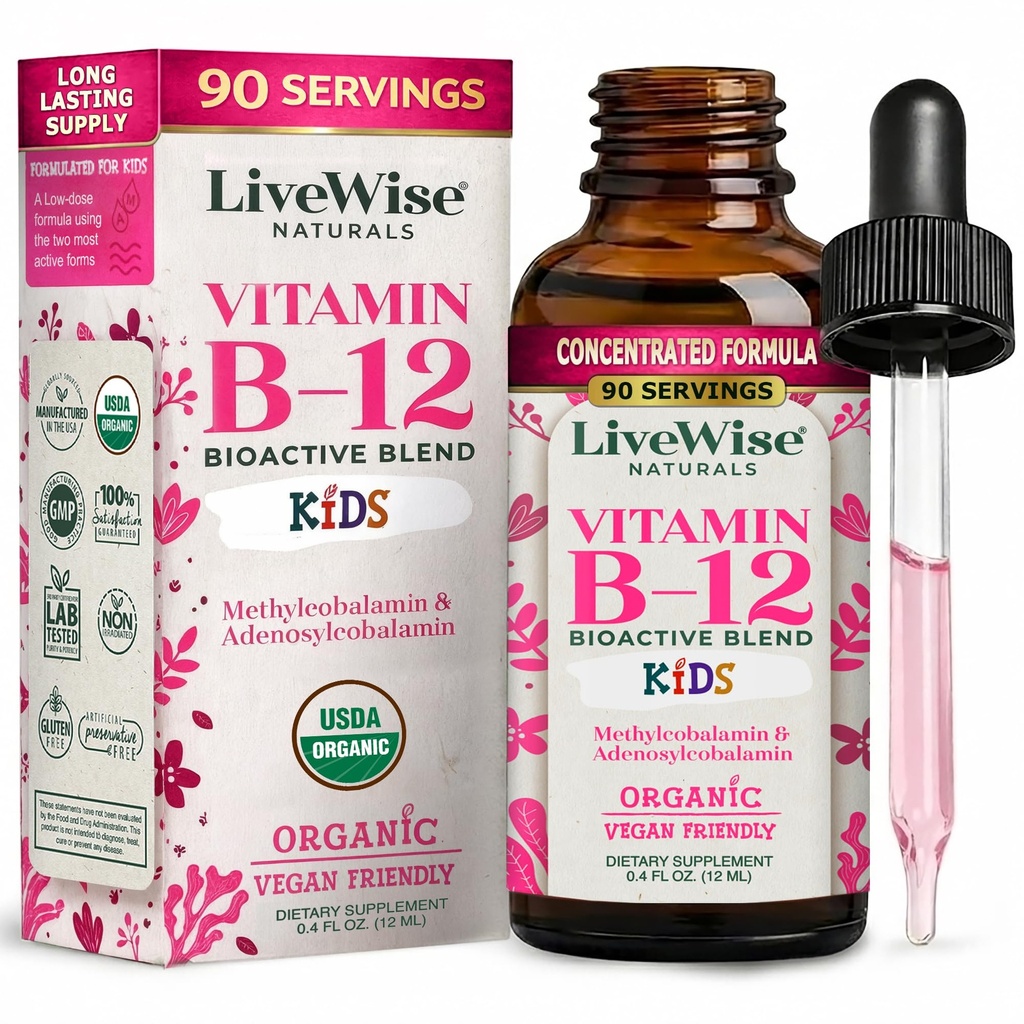 LiveWise Naturals Vitamín B12 Tekuté kvapky pre deti 