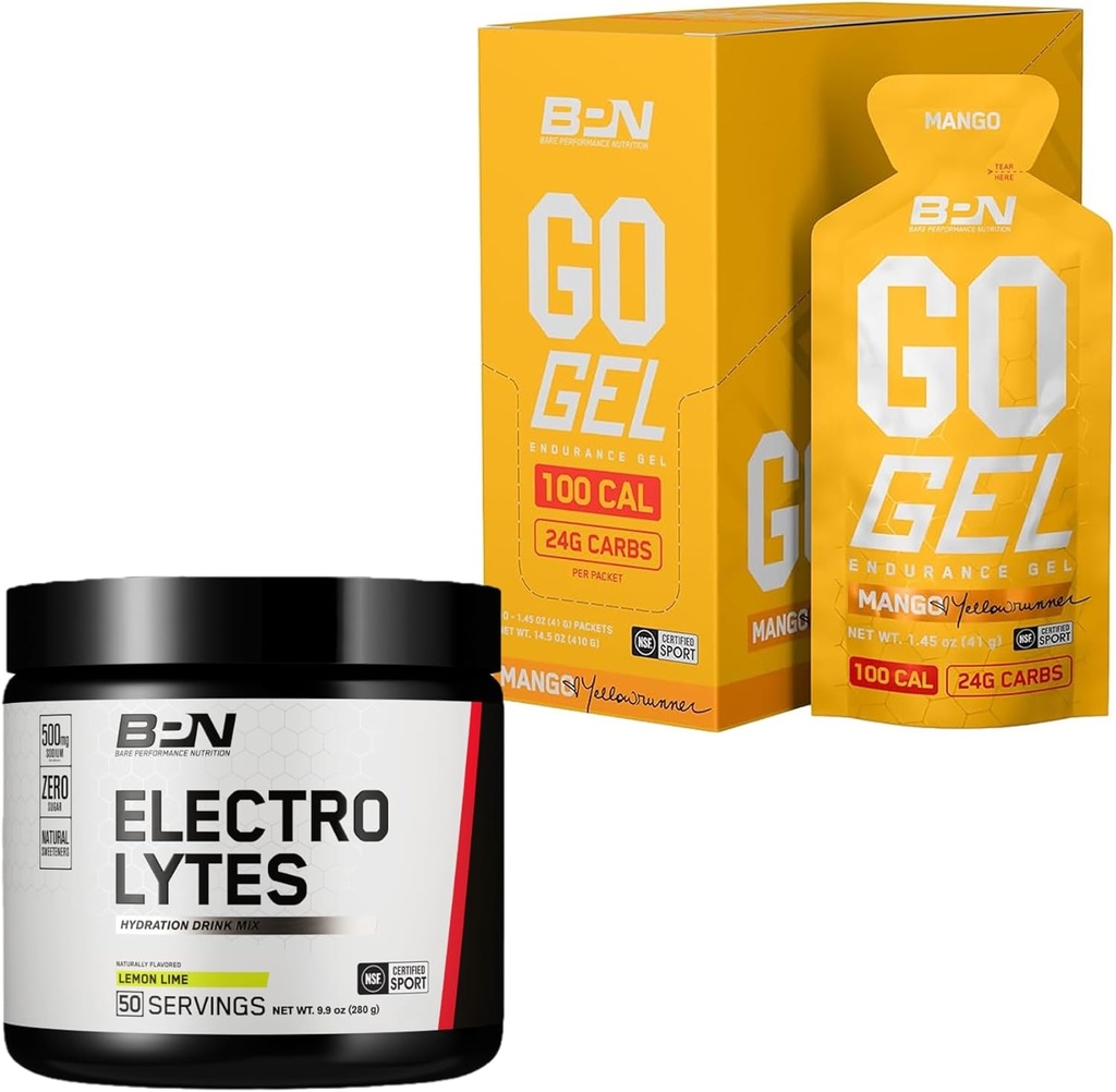 BARE VÝKON VYUŽÍVANIE BPN Elektrolyty hydratačný nápoj Mix a Go Gél Endurance Gél Mango Bundle