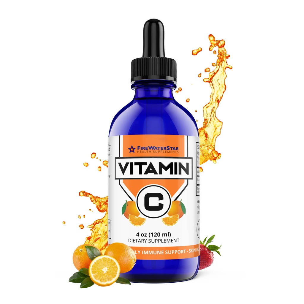 FWS tekutý vitamín C doplnok pre dospelých a deti, organické, non-GMO, Vegan, Easy VIT C kvapky, kyselina askorbová, 4 mesiace dodávky, podporuje imunitný systém a zdravie kože, esenciálny vitamín, 4 oz