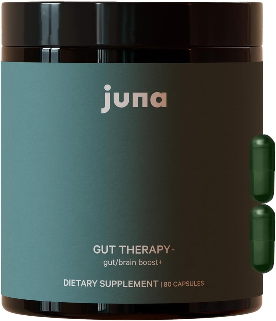 Juna Gut Therapy - Advanced Brain & Gut Health Support with Prebiotic & Probiotics - Improved Mood, Attention & Energy - Supports Memory, Focus & Mental Clarity - Fuel Cognitive Performance (80 Caps)