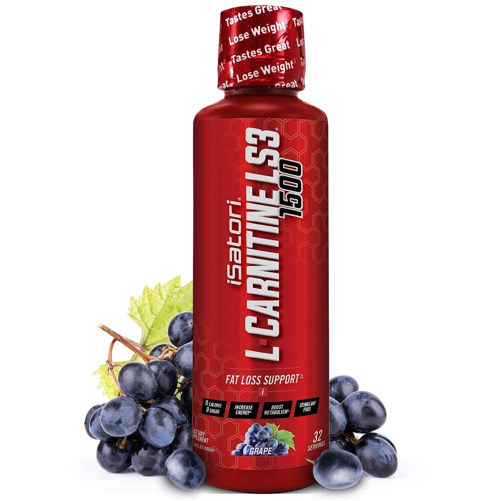 iSatori L-karnitín LS3 1500, Triple-Blend Liquid L Carnitine Supplement, s Acetyl & Tartrate, Stimulant Free Energy, Nízke kalórií, Cukor alebo Gluten, Keto-Friendly, Hroznová aróma (32 Servings)