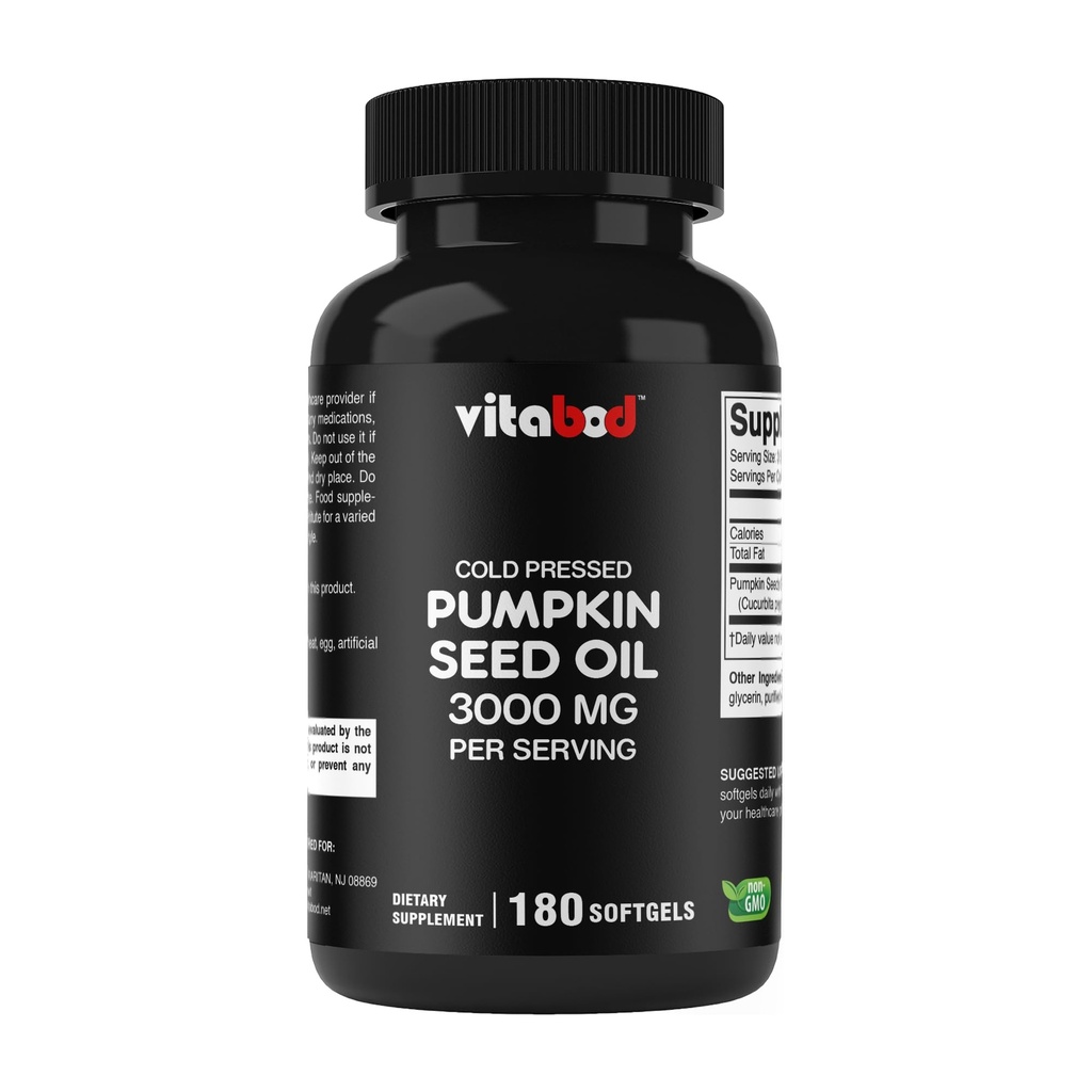 Cold Pressed Tekvicové semená olej 3000mg za porciu - 180 Softgels - non-GMO a lepidlo zadarmo