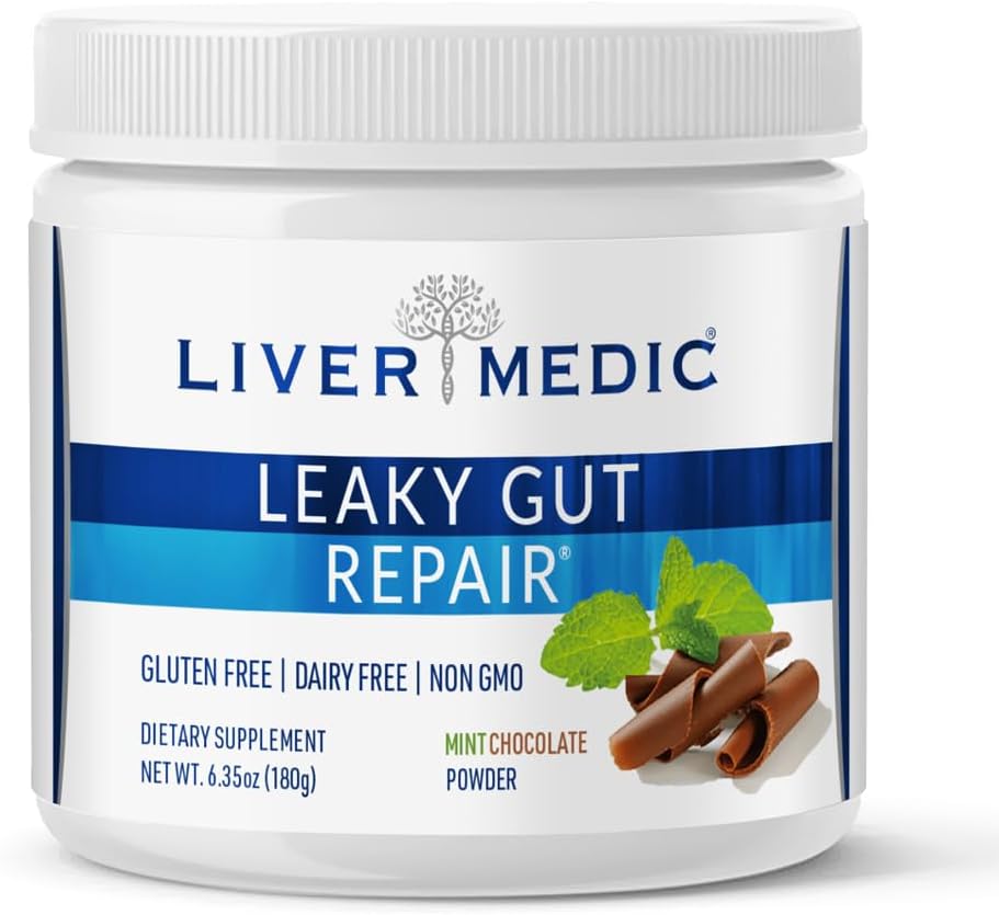 Seaky Gut Repair, Gut L Glutamín Powder, for Optimal Gut Health, Soothes Gut issues like Bloating and IBS, Gluten-Free Gut Health Supplements for Women and Men, Mint Chocolate, 180 g - Liver Medic