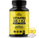 Vitamín D3 5000 IU + K2 s horčíkom bisglycinát pre Max Absorbciu 