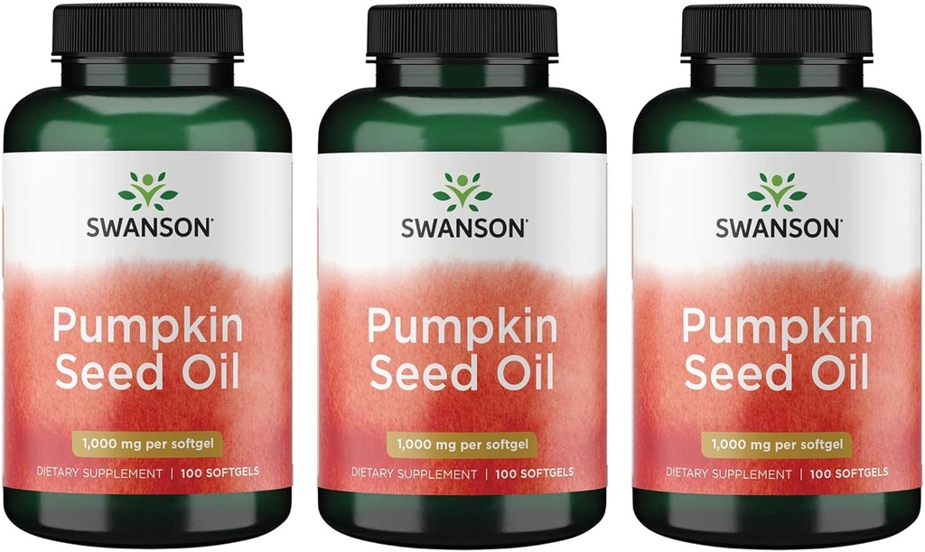 Swanson Pumpkin Seed Oil Kombinácia Bylinné doplnky 1000 mg 100 Softgel kapsuly (3 balenia)
