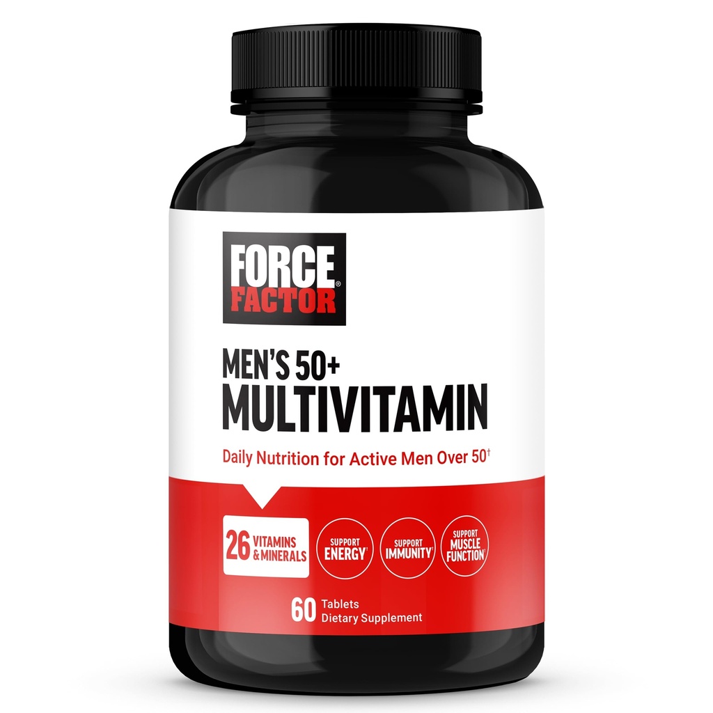 Silový faktor Muži Multivitamín 50 Plus, Multivitamín pre mužov s 26 Vitamíny a minerály, a Phytonutrienty na podporu energie, odolnosť, a svalovej funkcie, 60 tabliet