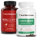 Real Huby RealClaire (60ct) a 5 Defenders (90ct) Kapsule Bundle - Huba Supplement for Mental Clarity, Focus & Immune Strength - Vegan, Non-GMO, Overené úrovne Beta-Glucans