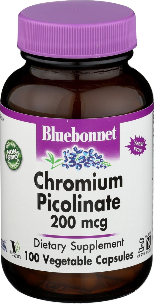 Bluebonnet Nutrition, chromium picolinate 200mcg, 100 Veggie Capsules