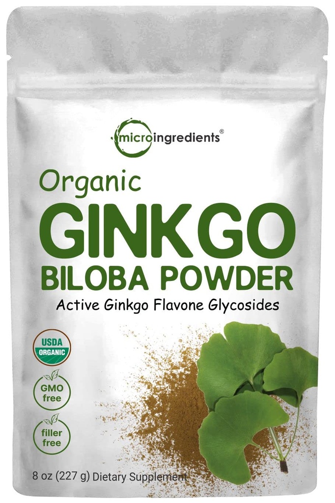 Micro Ingrediencie Raw Organic Ginkgo Biloba Powder, 8 Ounce (18 mesiacov dodávky), Filler zadarmo, podporuje funkciu mozgu a duševné varovanie, žiadne GMO a Vegan priateľsky
