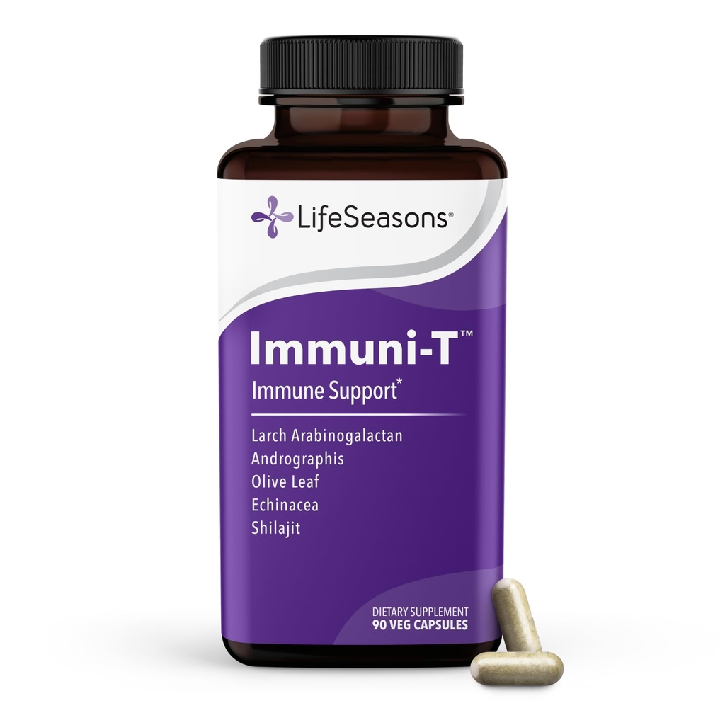 LifeSezóny Immuni-T - Imunitná podpora doplnok - Imunitný systém Posilňovač - Prírodné Cold & Flu Relief - bazy, Echinacea, Andrographis, Arabinogalactans & Olive Leaf - 90 Kapsule