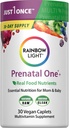 Rainbow Light High-Potency Prenatal One Multivitamin, Prenatal Health Multivitamin Supports Mom's Health and Baby's Development, With Vitamin C, Vegan, 30 Count