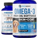Omega 3 Rybí olej pre psy - Lososový olej pre psy - Psie rybí olej doplnok môže pomôcť Shedding, Alergie, Svrbenie Relief - podporuje suchú pokožku, kĺby - Psie kože a kože doplnok - 90 Rybí olej tabletky EPA DHA