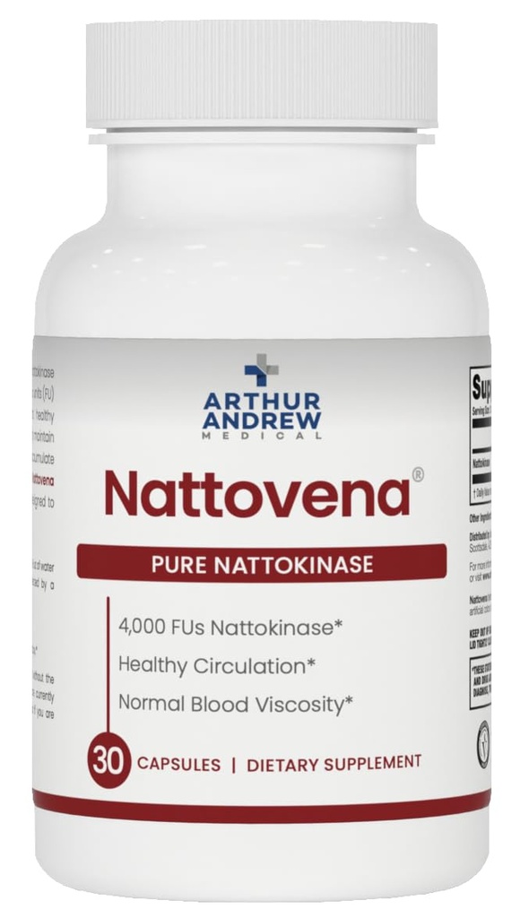 Arthur Andrew Medical - Nattovena, Pure Nattokináza, Circultory and Heart Health, Vegan, Non- GMO, 30 kapsúl