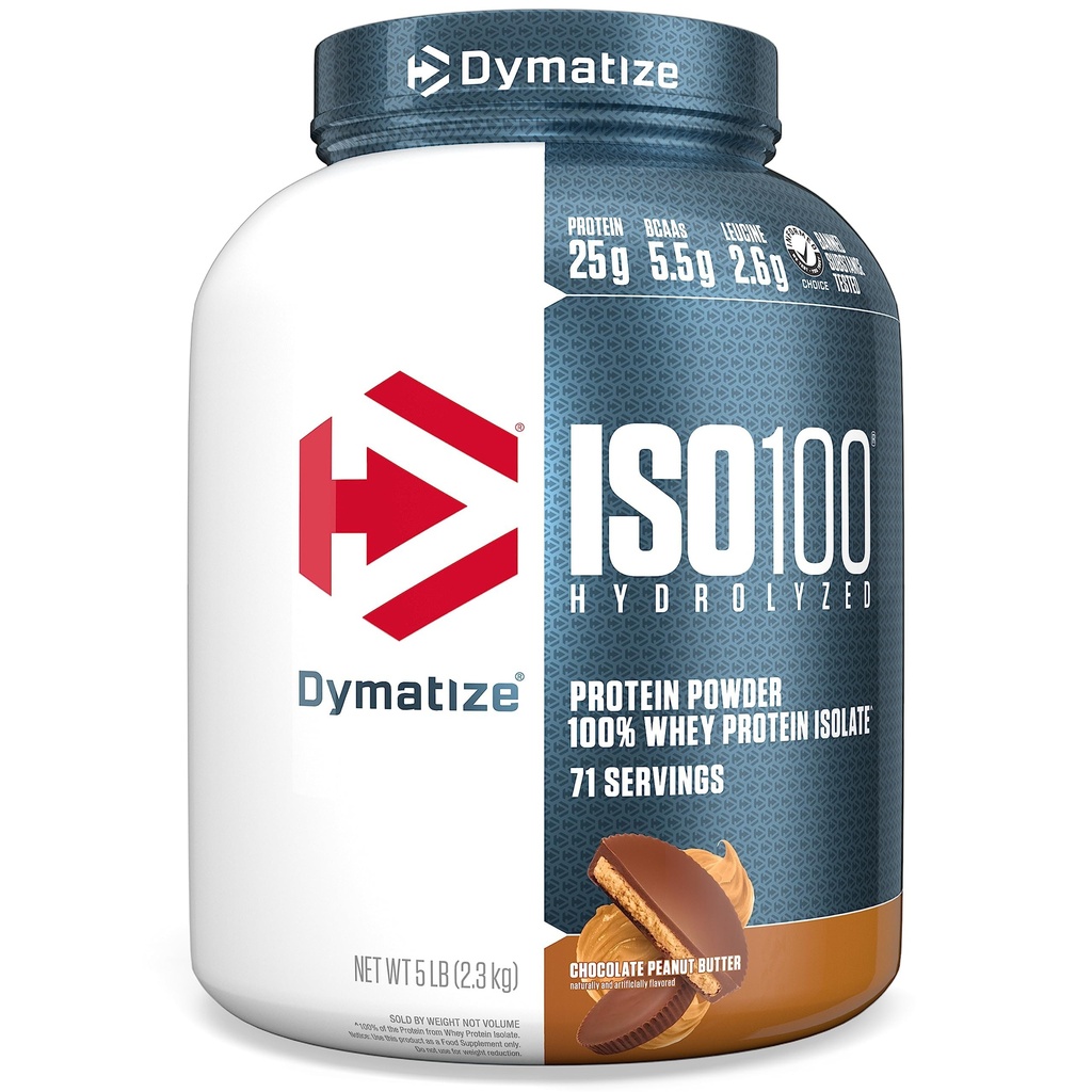 Dymatizovať ISO100 Srvátkový proteínový prášok Izolát, Čokoládové arašidové maslo, 25g proteínu, 5,5g BCAA, menej ako 120 kalov, bez lepku, 1g tuku, 1g cukru, 2g Carbu (71 porcií)