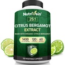 Nutrivein Premium Citrus Bergamot Supplement 1400mg 25:1 Bergamia Extract - 60 Day Supply (120 Kapsule): Výkonný taliansky Citrus Bergamot 1400 mg+ Vysoká koncentrácia - Srdce a obehový systém