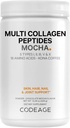 Codeage Multi Collagen Peptides Protein Powder - Čokoláda Mocha Instant Coffee - Gourmet Knoa Coffee Drink & Shake - Collagen Type I, II, III, V & X - Grass-Fed, Hydrolyzed, Non-GMO - 14.39oz