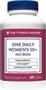 Vitamín Shoppe One Daily Women's 50+ Multivitamín bez železa, Multi-Mineral Supplement, podporuje výrobu energie, podporuje kardiovaskulárne, zrakové a imunitné zdravie (60 tabliet)