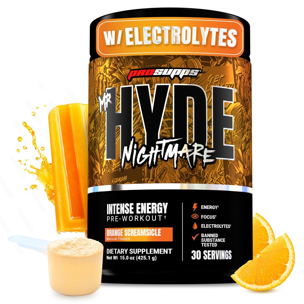 PROSUPPS Mr. Hyde Nightmare Pre Cvičenie Powder s kofeínom a Beta Alanine - Preworkout for Intense Energy, Mental Focus & Performance - Gym & Fitness Supplements (Orange Creamsicle, 30 Servings)