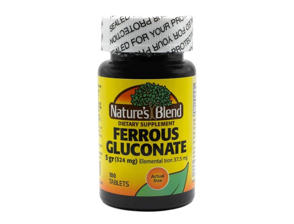 Nature's Blend Ferrous Gluconate Tablets, 100 Počet