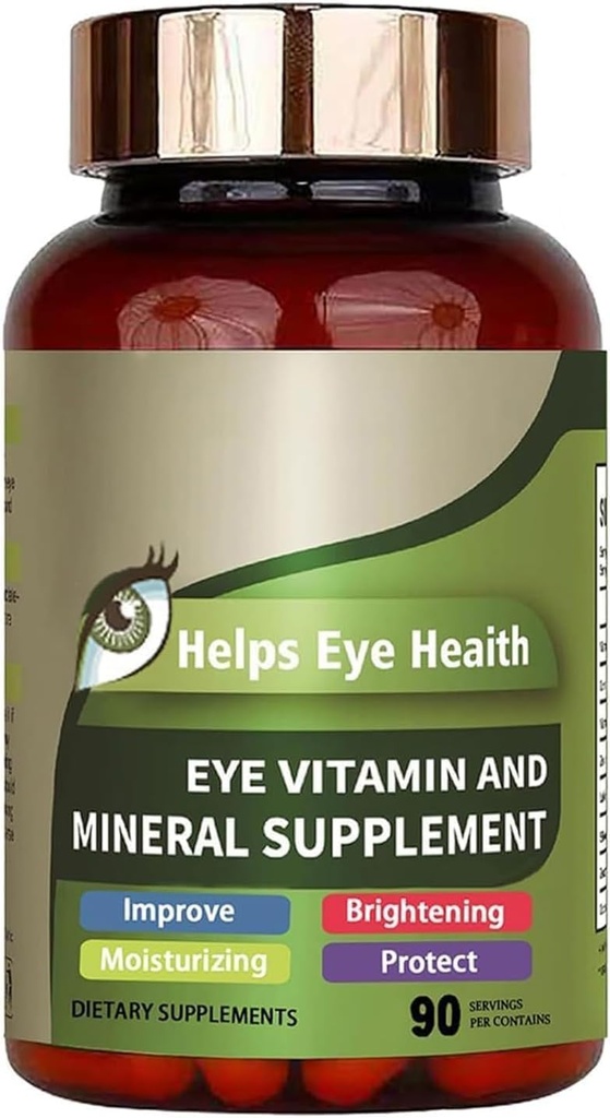 Vitamíny a minerály v oku s luteínom, zeaxantínom, podporuje kmene očí, zdravie zraku pre dospelých s vitamínmi C a E, vegánskym očným vitamínom