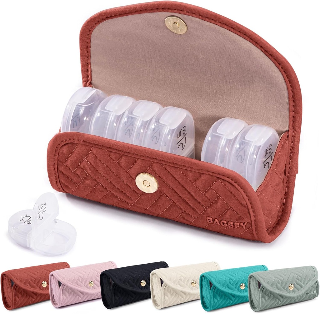 BAGSFY Týždenné pilulky Organizátor 2 Časy denne v roztomilý Fabric pilulky prípad, lekáreň taška, AM PM pilulky box 7 deň, Prenosné medikácie cestovné puzdro pre pilulky, vitamíny, rybie oleje, doplnky.