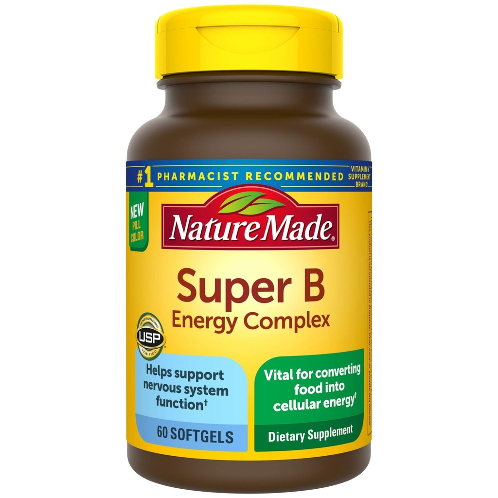 Nature Made Super B Energy Complex, Dietary Supplement for Nervisive System Support, 60 Softgels, 60 dní