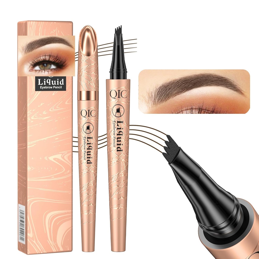 Q706 Pero obočia, 4 Tipped, presné, dlhotrvajúce, vodeodolné make-up obočia (2#Dark Brown)