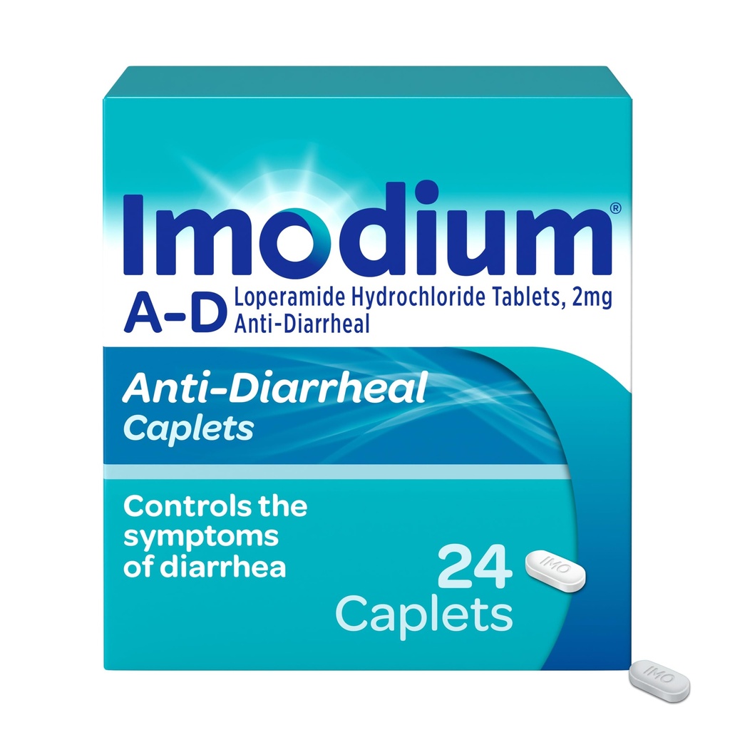 Imodium A- D Hnačka Relief Caplets with Loperamide HCl, Anti- Diareale Medicine to Help Control Symptómy hnačky kvôli akútnej, Cestujúci hnačka, HSA/FSA oprávnené, 24 ct
