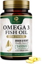 Omega 3 Fish Oil Pills 2400mg - Triple Strength Omega 3 Fish Oil Supplements - Najlepšie EPA & DHA mastné kyseliny pre mozog a srdce Zdravie Podpora, Príroda Omega3 doplnok, 30 Day Supply - 60 Softgels