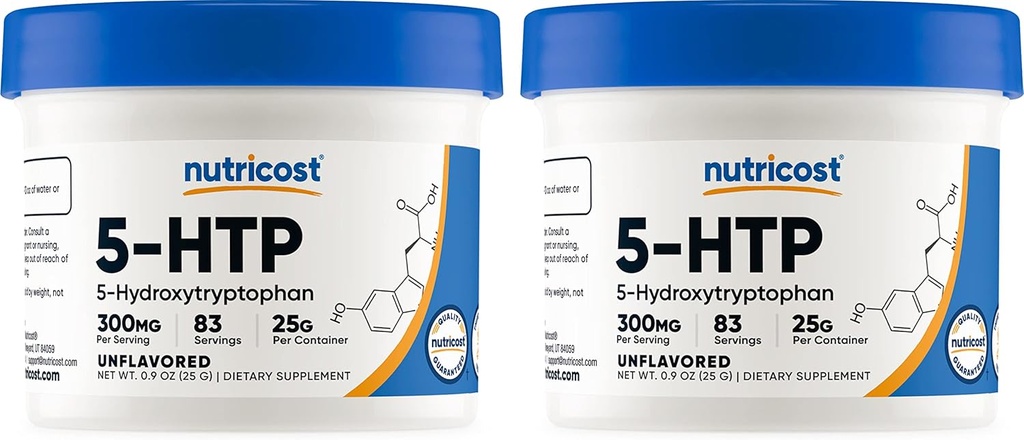 Nutricost 5- HTP prášok 25 Grams (2 balenia) (300 mg na obsluhu)