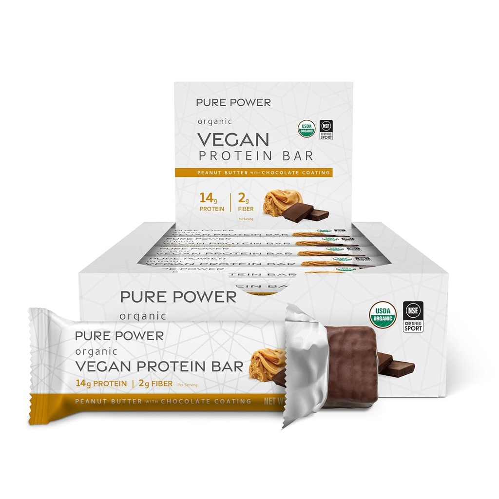 Dr. Mercola Pure Power Arašidové maslo Proteínové tyčinky, 12 Servings, non GMO, Soy Free, Gluten Free, Vegan Protein Bars