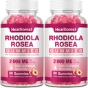 2 balenia bez cukru Rhodiola Rosea Gummies Adaptogénne Rhodiola Rosea Supplement & Cortisol Blocker for Performance, Stamina, Mood & Motivation - Non-GMO, 120 Vegan Chews