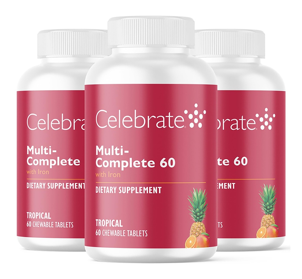Oslavujte vitamíny Multi- Kompletné Chewables, 60 mg Železo 