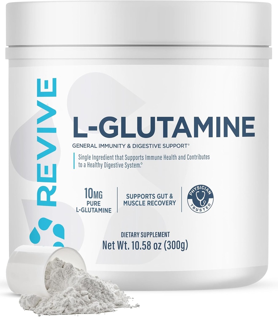 Revive Gut L-Glutamine Powder MD - Muscle Recovery & Immune System Booster for Adults - Promotes Digestive Health & Reduces Muscle Soreness - Immunity & Digestion Vegan Pure L Glutamine Supplement