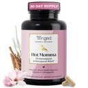 Krídlo Wellness Hot mamma Menopauza Doplnky pre ženy - Menopauza bez hormónov Relief Podpora pre horúce riasy a nočné potenie s cast Tree Berry, Multivitamíny a viac - 60 Vegan Kapsule
