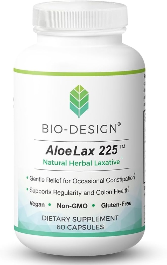 Aloe Lax 225 Prírodné bylinné preháňadlo - nežná úľava pre príležitostné zápcha, plyn, & Bloating s 225 mg prírodné Aloe Ferox - podporuje Bowel Pravidelnosť a zdravie kolóny - 60 Kapsule