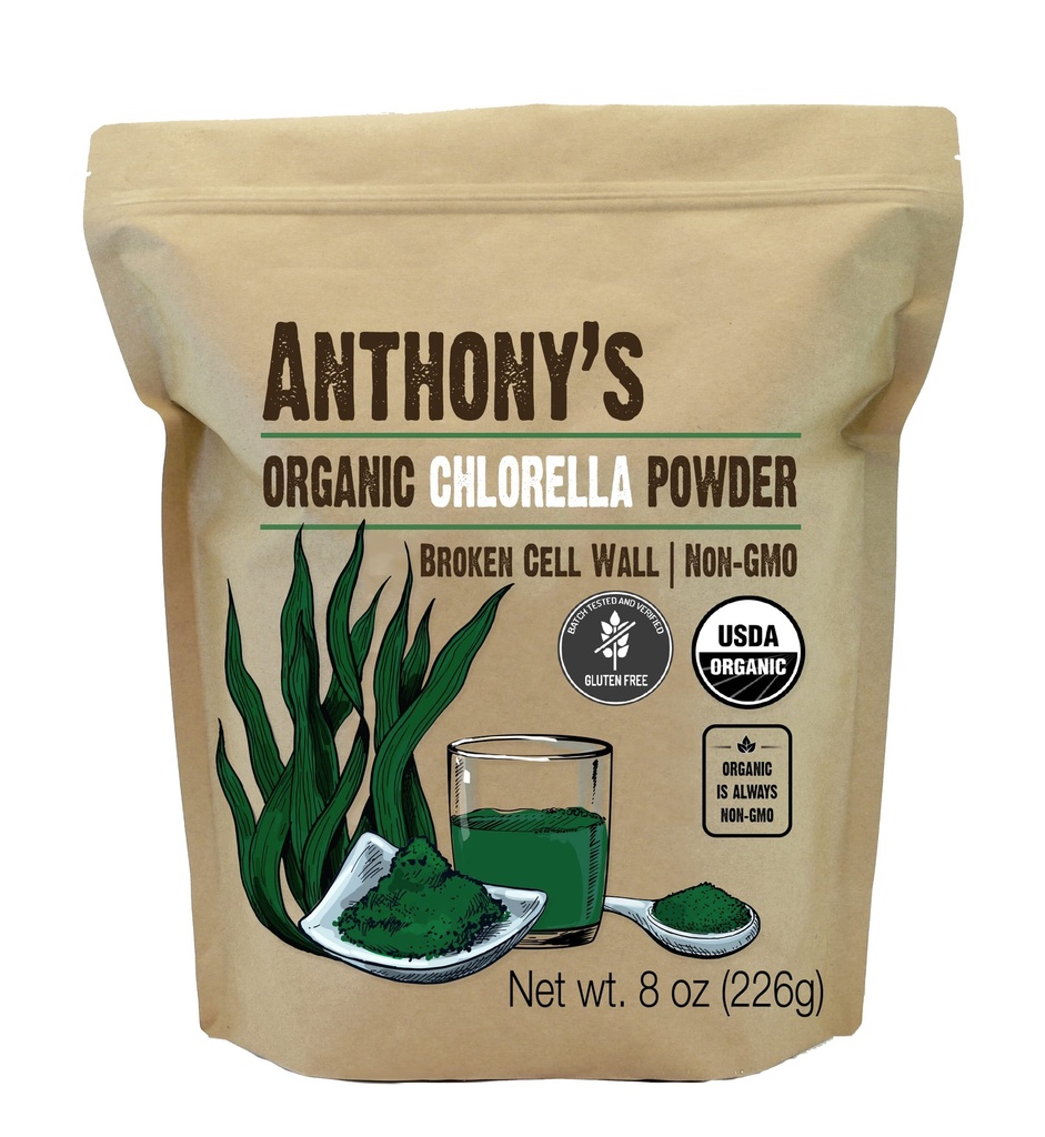 Anthonyho organický chlórella prášok, 8 oz, Non GMO, Gluten Free, Broken Cell Wall